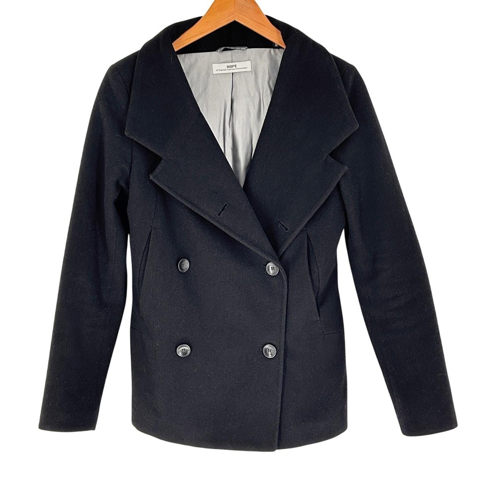 HOPE Ringstrand Soderberg Wool Coat Women's S Jacket Made in Sweden Black Small‎
